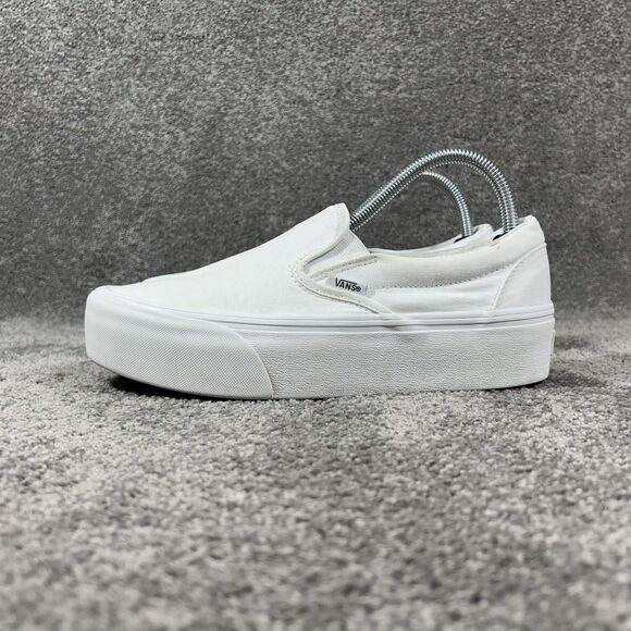 Vans Stackform Mens Sz 8 Women’s Sz 9.5 White Slip-On Platform Casual Shoes Used - Picture 5 of 11